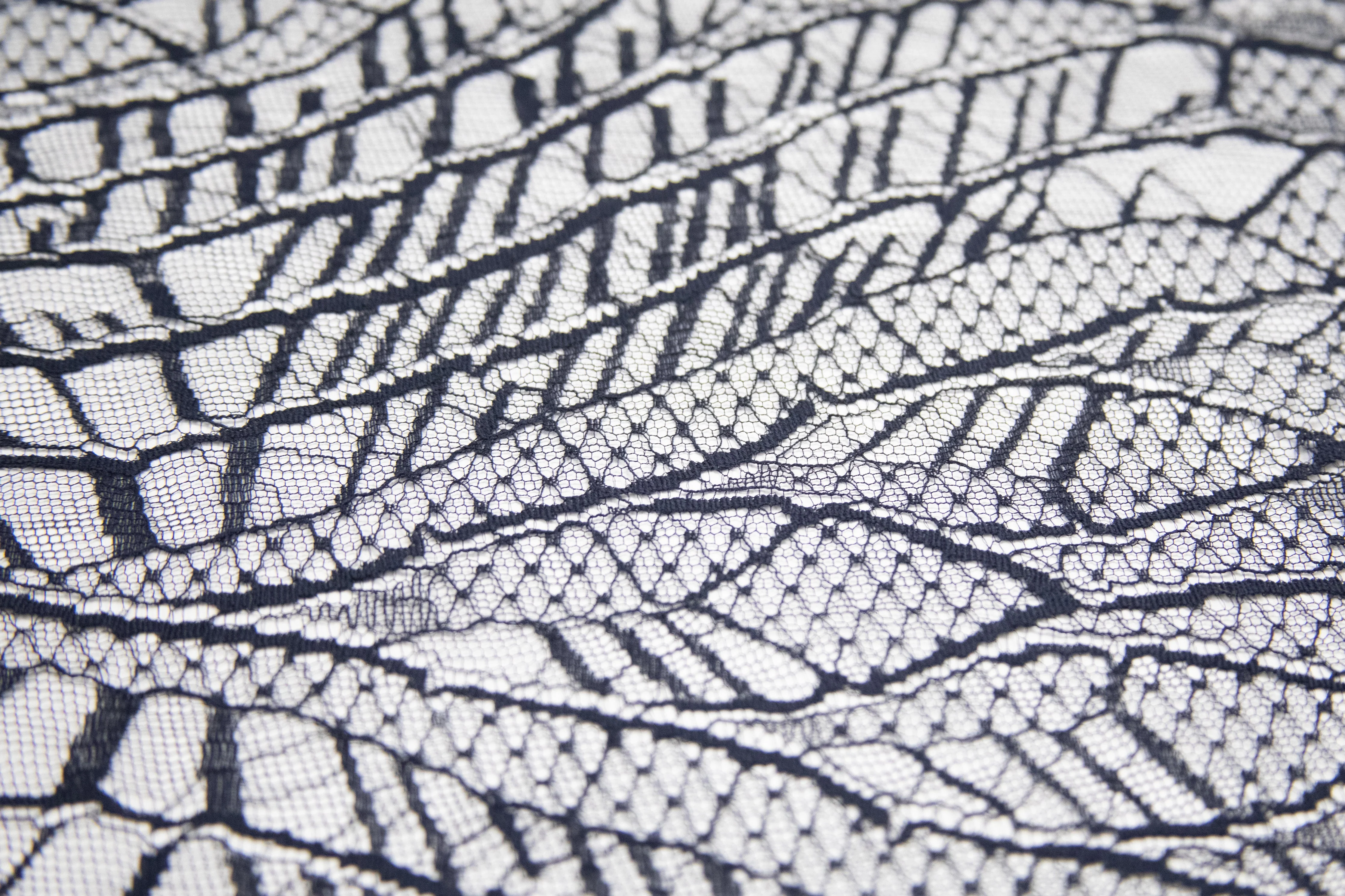 Abstract Lace in Dark Navy, Made in France - Image 4