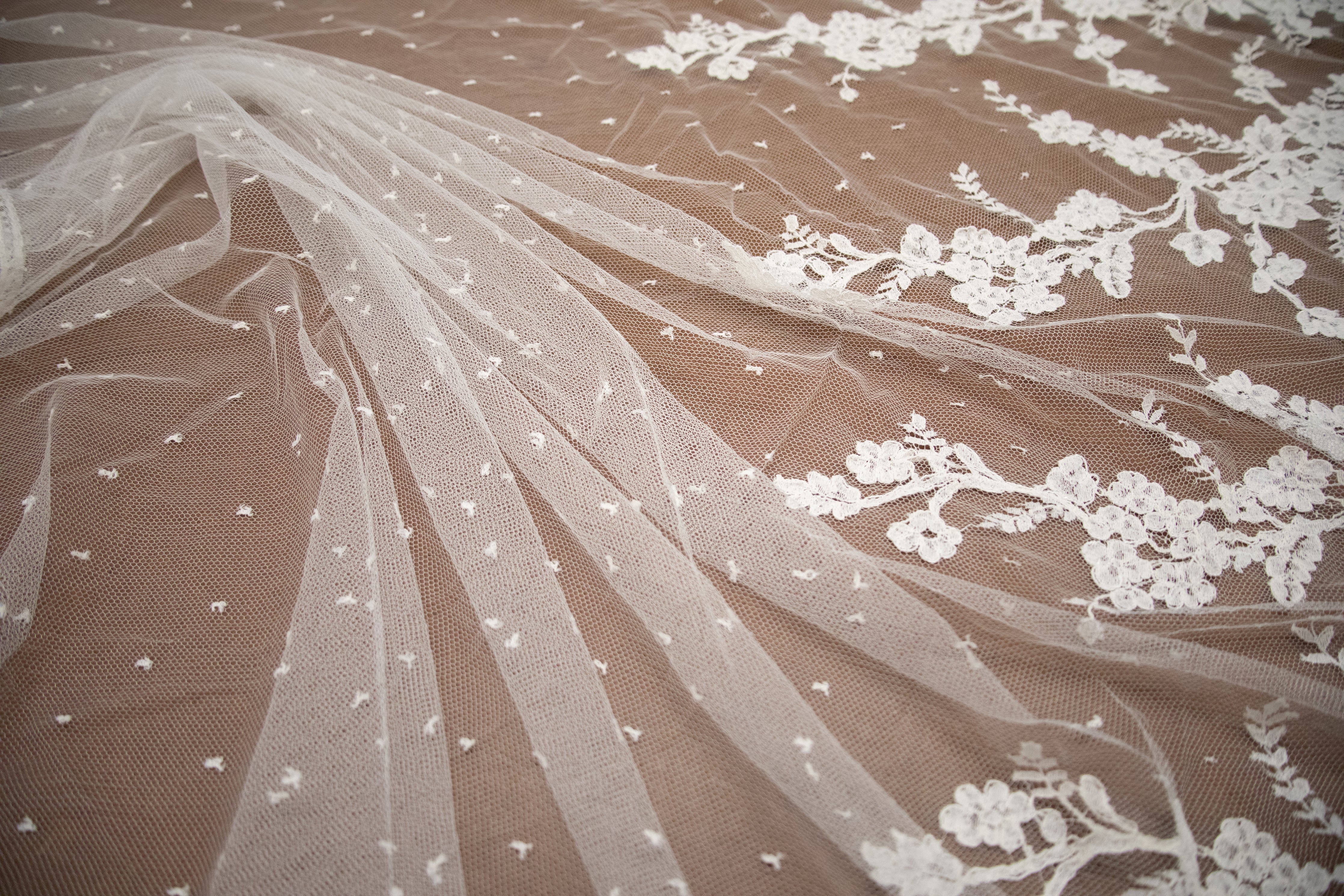 Alencon Cotton Lace in Off-White, Made in France - Image 3